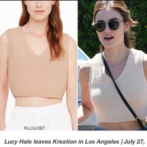 Club‎ Monaco crochet knit Cropped Sleeveless v-neck open back Sweater Tank